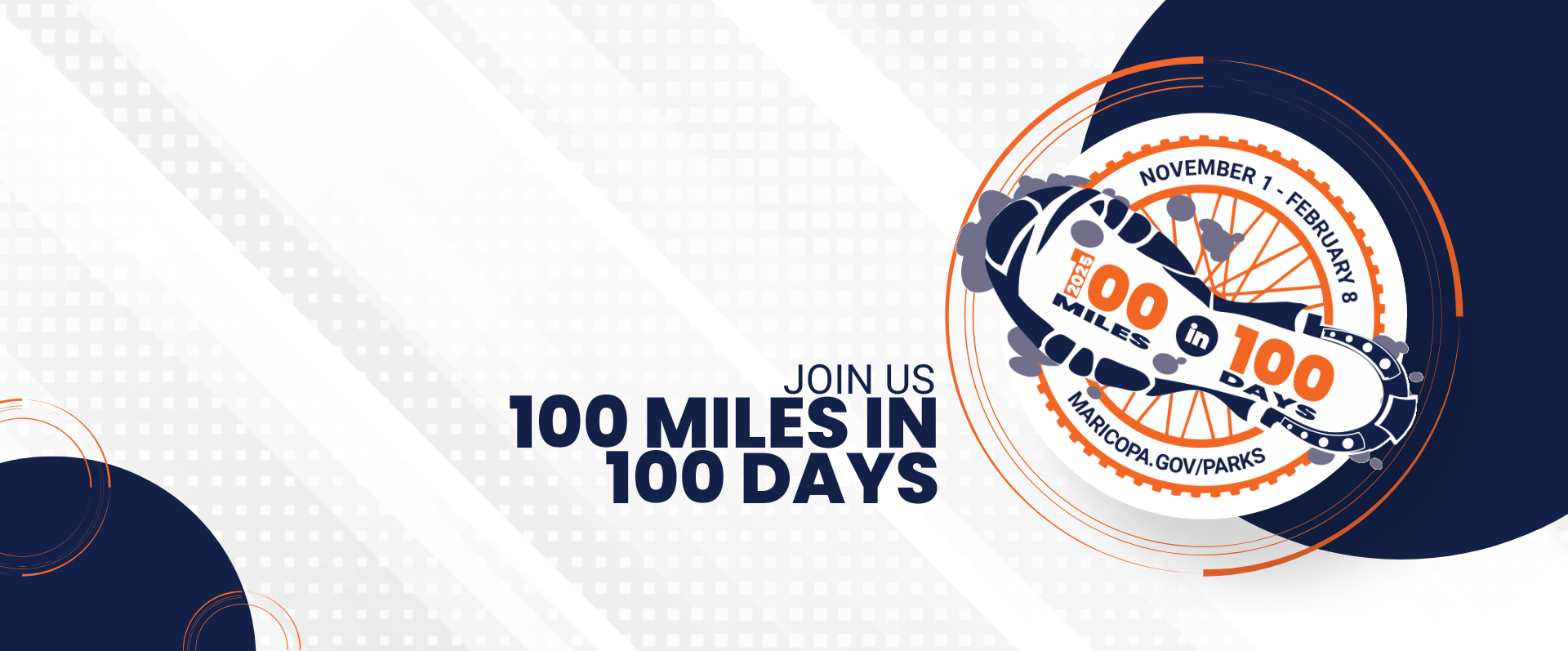 Join us for our thirteenth season of the 100 Miles in 100 Days Challenge! To learn more, click on the graphic...